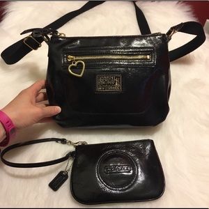 Coach Poppy Purse and Black Pleather Wristlet